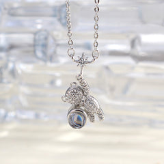 Personalisierte Teddybär Kette mit Bild im Stein - Erinnerungsgeschenk für Sie mit Foto Gravur