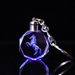 Personalisierte Kristall Schlüsselanhänger - Achteckiger Runder Anhänger mit Gravur 2D/3D-Skizzenfoto,Erinnerungs Geschenk