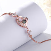 Personalisierte Geneigtem Herz Armband mit Foto Projektion