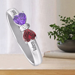 Personalisierter 925 Silber Geburtsstein Herz Schmetterling Ring – Namensgravur & Innengravur, perfekte Geschenk für sie, um Liebe auszudrücken