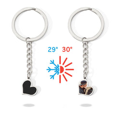 Personalisierte Schwarzer Herz Thermoaktive Foto Schlüsselanhänger mit verstecktem Bild - Erinnerungsgeschenk für Sie