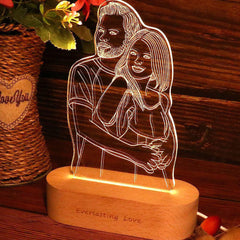 3D Fotolampe mit Gravur – LED Nachtlicht, dimmbar, Holzsockel, perfektes Geschenk für jeden Anlass
