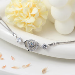 Foto Projektion Armband mit Bild im Stein - Verbundene Herzen