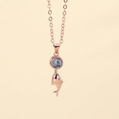 Personalisierte 925 Silber Delfin Wal Fisch Projektion Kette mit bild im Stein - Gravur Foto Geschenk für Sie