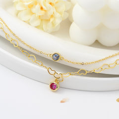 Foto Armband mit Projektion – Herz Doppellagige Armband mit Geburtsstein