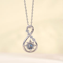 Personalisierte Silber Sternkompass Unendlichkeits Kette mit Foto Gravur im Stein - Perfekte Bild Erinnerungsgeschenk für Sie