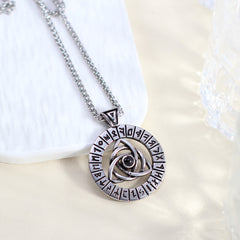 Personalisierte Foto Projektion Kette mit Bild im Stein - Keltischer Knoten Anhänger mit Runen,Wikinger Halskette für Herren