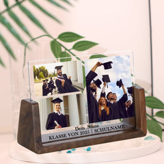 Personalisierter Holz & Acryl Fotorahmen Abschlussurkunde zur Abschlusserinnerung Erinnerung, Gravur Abschlussgeschenk mit Foto & Name
