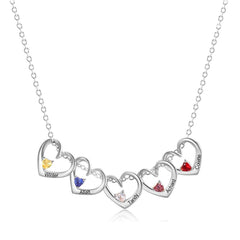 Personalisierte Namenskette mit Geburtsstein – Herz-an-Herz Anhänger, Kreative Geburtstagsgeschenke für sie