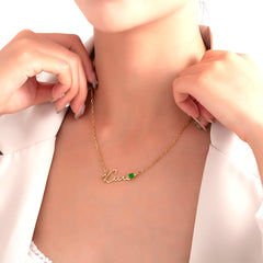 Personalisierte Namenskette mit Herz Geburtsstein – Perfektes Geschenk für Sie