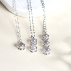 Runde Tropfen Mehrteiliger Projektionskette mit Bild im Stein,1-3 Fotos Gravur,Personalisierte Fotogeschenke für Sie