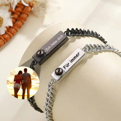 Personalisierte Fotoprojektions Armband mit Bild drin – Bar Gravurplatte,Erinnerungsgeschenke für Männer