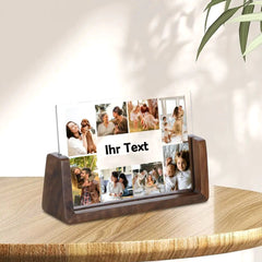 Personalisierter Beleuchteter Bilderrahmen mit 8 Fotos und Gravur - LED Nachtlicht für Paare, Familie,Partner Erinnerungs Foto Geschenk