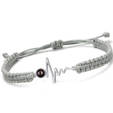 925 Silber Personalisierte  Sonne Kreis Armband mit Bild im Stein - Verstellbares handgefertigtes Flecht Segeltau Armband