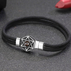 Personalisierte Projektions Armbänder mit Bild im Stein für Paare-Sechszackiger Sternanhänger