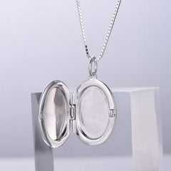 Personalisierte 925 Silber  Foto Medaillon Ovaler Kette – Mit Foto & Text, Klassischer Gedenkschmuck Geschenk für Männer & Frauen