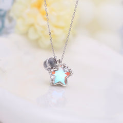 Personalisierte Projektion Kette mit Foto drin im Stein - Blauer Kristall Stern