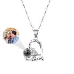 Personalisierte Kette mit Bild im Stein – Rosen in Herzen Forever Love You Herz Anhänger mit Foto