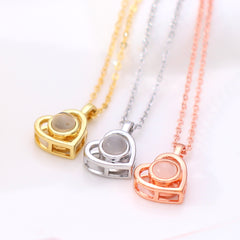 Personalisierte Projektion Kette mit Foto drin im Stein - Einfache und vielseitige herzförmige Halskette