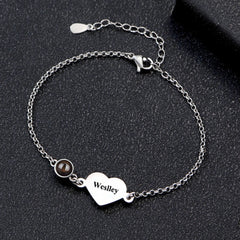 Personalisiertes Herz Armband mit Bild & Gravur – Herz Gravurplatte, Perfekte Fotogeschenk für Sie