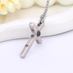 Personalisierte Silber Kette mit Foto Projektion - Einfacher Kreuzkette mit Bild