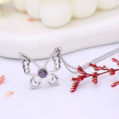 Personalisierte projektion kette mit foto im Stein - Schmetterling Anhänger,perfektes Erinnerungs Geschenke
