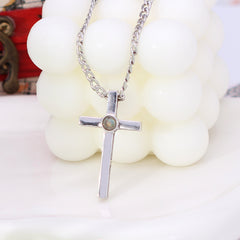 Personalisierte Foto Projektion Kette - Kreuz aus Sterlingsilber