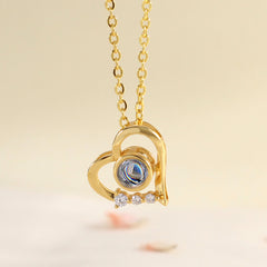 925 Silber Personalisierte Feine Zirkon Herz Kette mit Bild im Stein – Perfekte Foto & Gravur Erinnerungsgeschenk für Sie