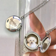 Personalisierte 925 Silber  Foto Medaillon Runder Kette – Mit Foto & Text,  Einfacher Erinnerungs Geschenk für Männer & Frauen