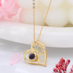 Personalisierte Kette mit Bild Projektion - Lebensbaum Herz Kette,Fotogeschenke