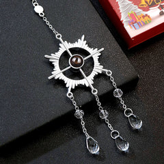 Personalisierter Sonnen kreuz Kristall Anhänger mit Foto Projektion & Gravur – Kreative Souvenirgeschenke, Weihnachtsbaumschmuck