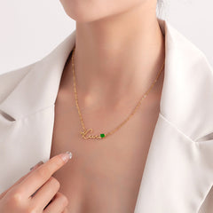 Personalisierte Namenskette mit Herz Geburtsstein – Perfektes Geschenk für Sie