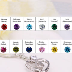 925er Silber Unendliches Herz Schlüsselanhänger mit Foto, Gravur & Geburtsstein – 'I Love You to the Moon & Back