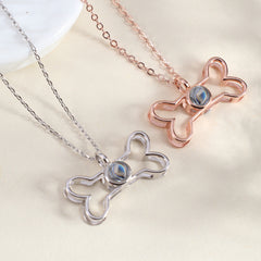 Personalisierte Silber Hunde Knochen Kette mit Foto im Stein - Liebevolles Erinnerungsgeschenk für Tierfreunde mit Foto & Gravur