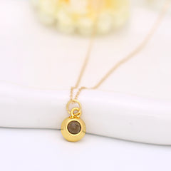 Personalisierte 925 Silber Foto-Projektion Kette – Runder Anhänger mit Bild & Text im Stein, Kreatives Geschenk für Damen