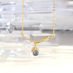 Personalisierte Minimalistische Smile Bar Projektionskette Mit Bild & Gravur im Stein - Erinnerungsgeschenk für Sie