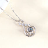 Personalisierte Silber Sternkompass Unendlichkeits Kette mit Foto Gravur im Stein - Perfekte Bild Erinnerungsgeschenk für Sie