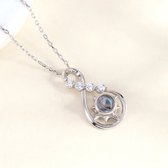Personalisierte Silber Sternkompass Unendlichkeits Kette mit Foto Gravur im Stein - Perfekte Bild Erinnerungsgeschenk für Sie
