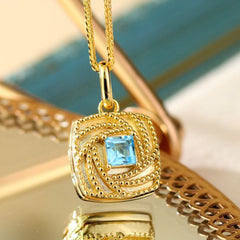 Personalisierte 925 Silber Foto Medaillon Kette – Unendlichkeits Quadratischer Anhänger mit blauem Zirkonia, Erinnerungs Geschenk für Frauen