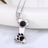 Silber Personalisierte Halskette mit Bild im Stein - Kette mit Hundepfote-tier erinnerung schmuck