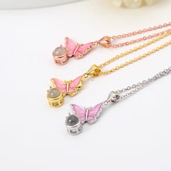 Personalisierte Projektion Kette mit Foto drin im Stein - Emaille Schmetterling