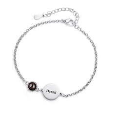 Personalisiertes Rundem Gravur Armband mit Bild im Stein – Runder Gravurplatte,Erinnerungsgeschenk für Sie