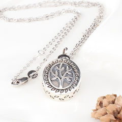 Sterlingsilber Ascheschmuck – Halskette mit Lebensbaum Anhänger und Mini Urne für Haarbefüllung