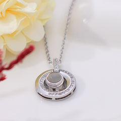 925 Silber Personalisierte Kette mit Bild im Stein - runder Ringanhänger mit Foto Projektion