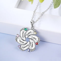 Personalisierte Namenskette mit Geburtsstein – Unendlichkeitsblume Füße,Kreative Geschenke für Mama und Oma