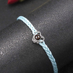 Personalisierbares Herz Foto Armband mit Bild - Handgemachtes Verstellbares Geflochtenes Seil