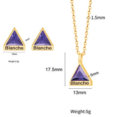 Personalisierte Dreieckiger Geburtsstein kette Ohrring mit Gravur - perfekte Geschenk für Sie Mama