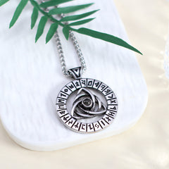 Personalisierte Foto Projektion Kette mit Bild im Stein - Keltischer Knoten Anhänger mit Runen,Wikinger Halskette für Herren