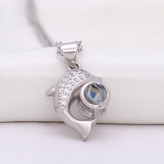 Personalisierte Kette mit Bild im Stein - Delphin Fisch Anhänger mit Foto, Erinnerung Geschenk Schmuck