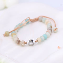 Geflochtene Perlen Armband mit Bild – Personalisierte Geschenke für Sie & Ihn - Amazonit/Tigerauge/Türkis